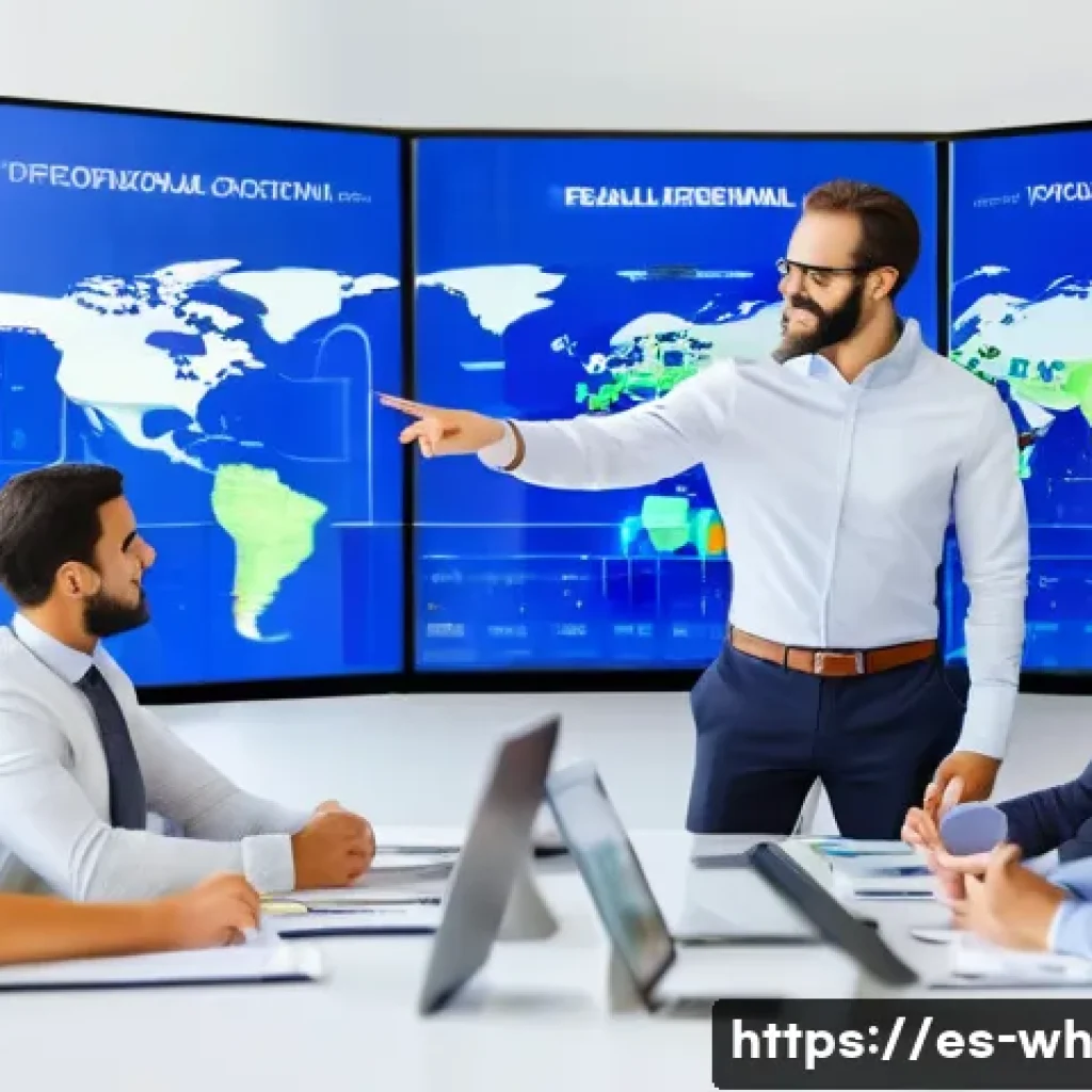 자산배분을 위한 전문가 인터뷰 - A professional financial advisor in a modern office setting, engaging with a diverse group of Spanis...