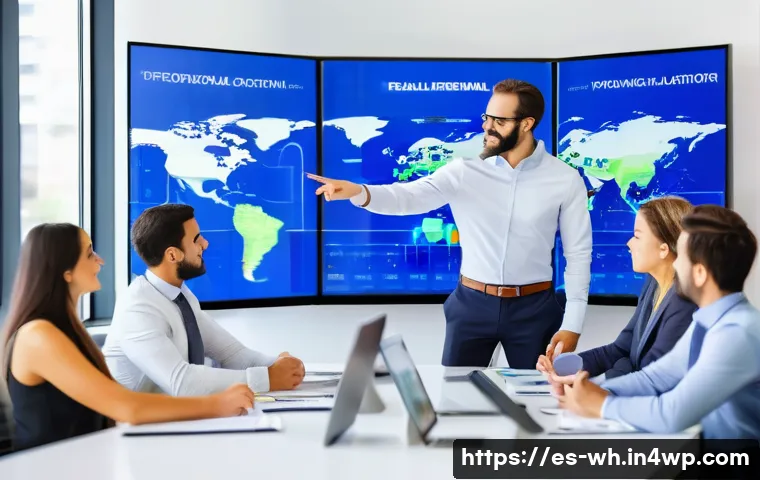 자산배분을 위한 전문가 인터뷰 - A professional financial advisor in a modern office setting, engaging with a diverse group of Spanis...