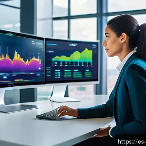 자산배분에서의 지속 가능성 고려 - A modern financial analyst in a sleek office overlooking a vibrant cityscape, reviewing digital ESG ...