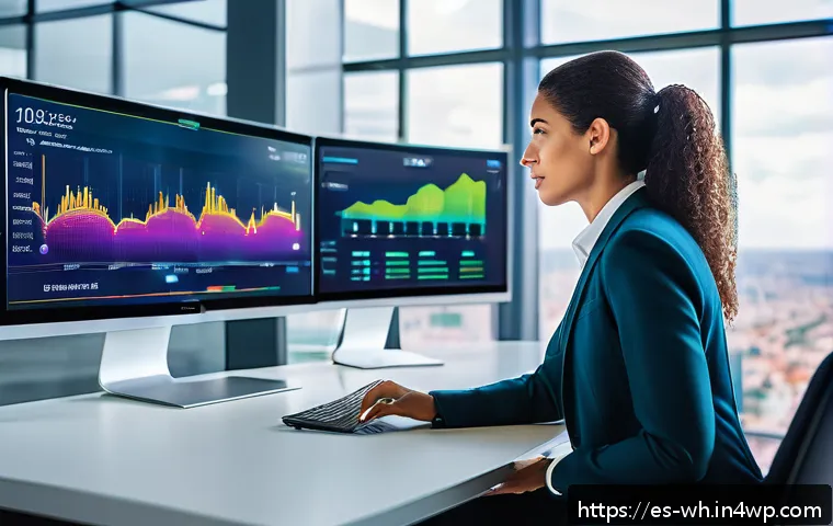 자산배분에서의 지속 가능성 고려 - A modern financial analyst in a sleek office overlooking a vibrant cityscape, reviewing digital ESG ...